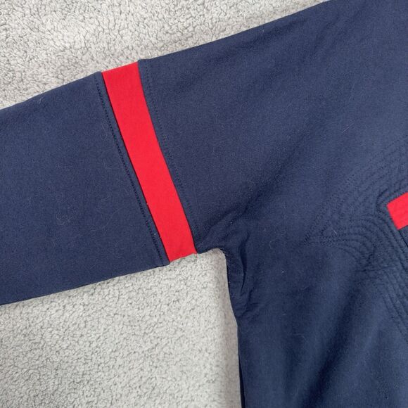 VTG 80s Surpiqûre Sweatshirt Navy Red Geometric Men’s L / Women’s XL Oversized - Picture 5 of 12
